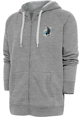 Antigua Minnesota United FC Mens Grey Victory Long Sleeve Full Zip Jacket
