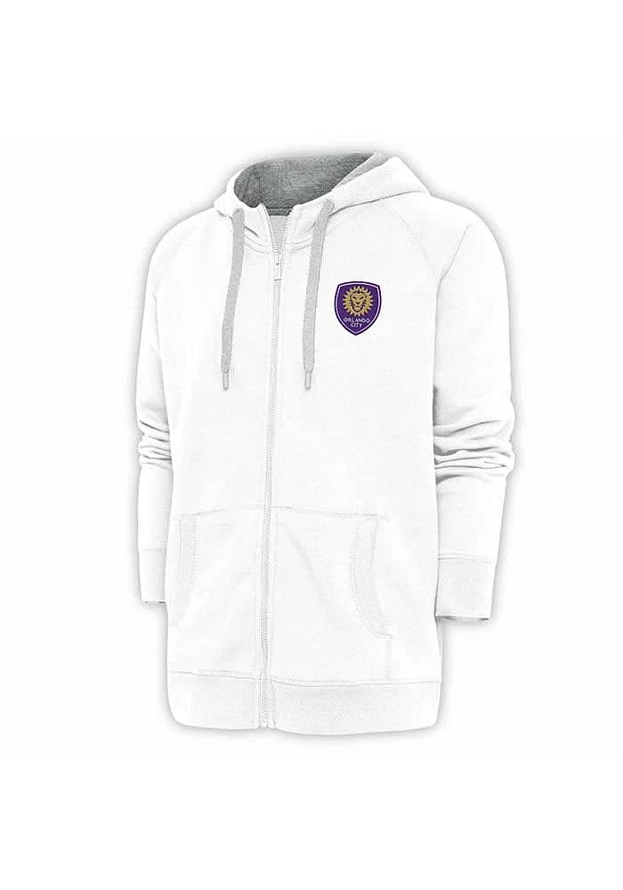 Antigua Orlando City SC Mens White Victory Long Sleeve Full Zip Jacket