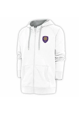 Antigua Orlando City SC Mens White Victory Long Sleeve Full Zip Jacket