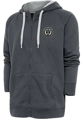 Antigua Philadelphia Union Mens Charcoal Victory Long Sleeve Full Zip Jacket