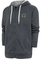 Antigua Philadelphia Union Mens Charcoal Victory Long Sleeve Full Zip Jacket