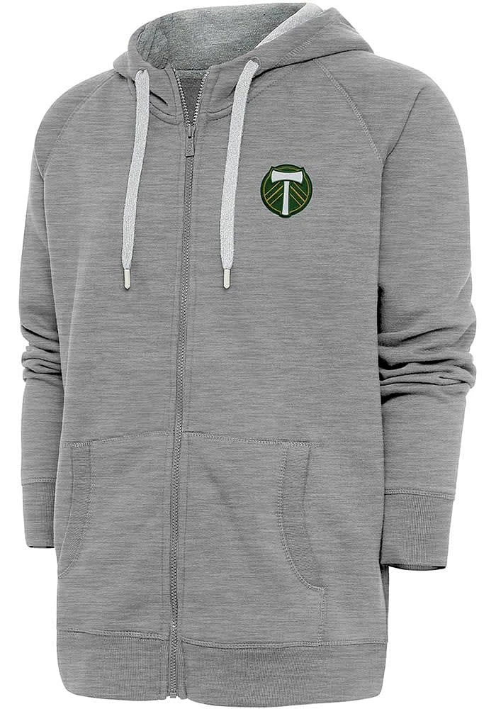 Antigua Portland Timbers Mens Grey Victory Long Sleeve Full Zip Jacket