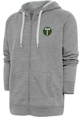 Antigua Portland Timbers Mens Grey Victory Long Sleeve Full Zip Jacket