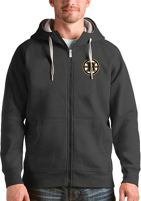 Antigua Boston Bruins Mens Charcoal Victory Long Sleeve Full Zip Jacket