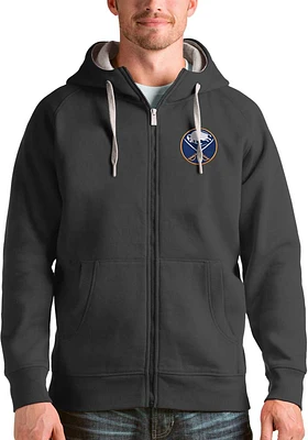 Antigua Buffalo Sabres Mens Charcoal Victory Long Sleeve Full Zip Jacket