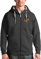 Antigua Chicago Blackhawks Mens Charcoal Victory Full Long Sleeve Zip Jacket