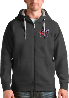 Antigua Columbus Blue Jackets Mens Charcoal Victory Long Sleeve Full Zip Jacket