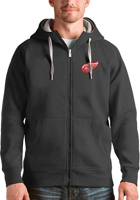Antigua Detroit Red Wings Mens Charcoal Victory Long Sleeve Full Zip Jacket