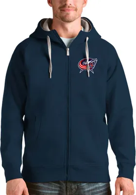 Antigua Columbus Blue Jackets Mens Navy Victory Long Sleeve Full Zip Jacket