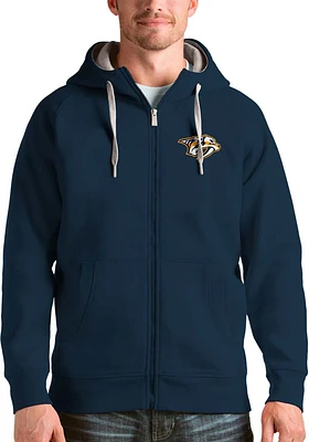 Antigua Nashville Predators Mens Navy Blue Victory Long Sleeve Full Zip Jacket