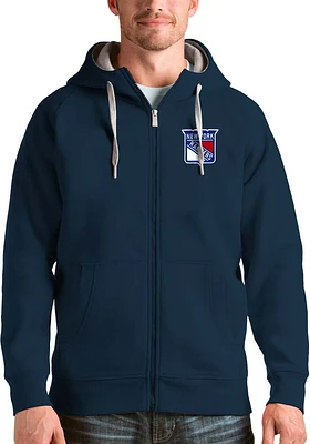 Antigua New York Rangers Mens Navy Blue Victory Long Sleeve Full Zip Jacket