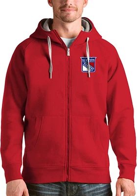 Antigua New York Rangers Mens Red Victory Full Long Sleeve Zip Jacket