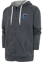 Antigua Sporting Kansas City Mens Charcoal Victory Long Sleeve Full Zip Jacket