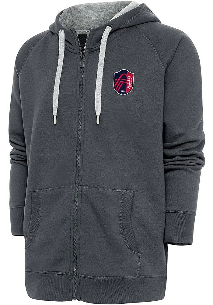 Antigua St Louis City SC Mens Charcoal Victory Long Sleeve Full Zip Jacket