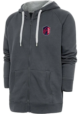 Antigua St Louis City SC Mens Charcoal Victory Long Sleeve Full Zip Jacket