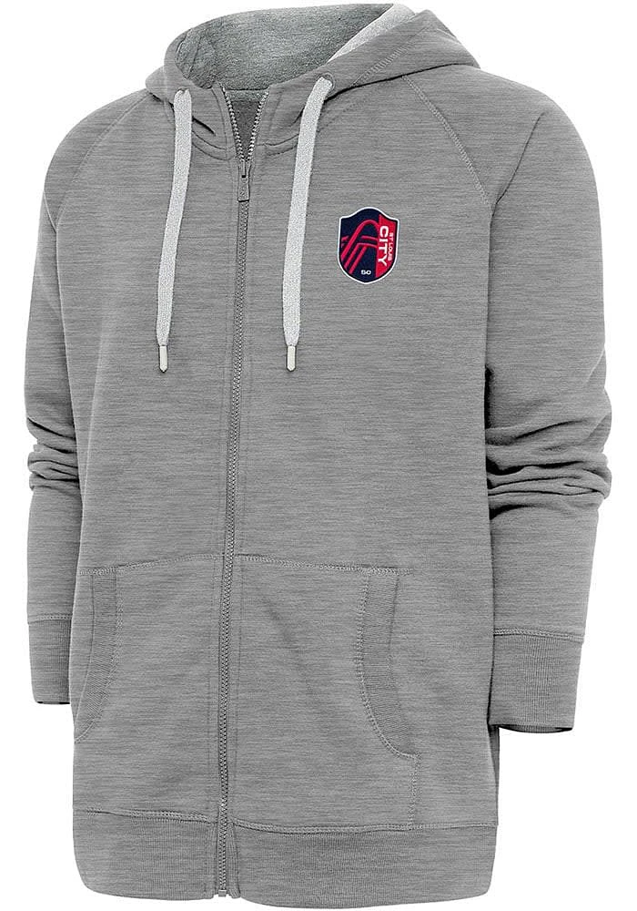 Antigua St Louis City SC Mens Grey Victory Long Sleeve Full Zip Jacket