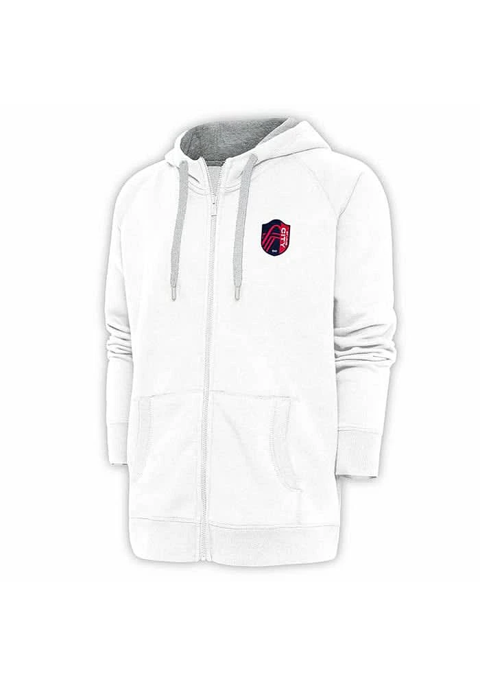 Antigua St Louis City SC Mens White Victory Long Sleeve Full Zip Jacket