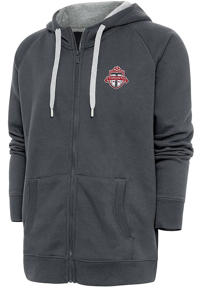 Antigua Toronto FC Mens Charcoal Victory Long Sleeve Full Zip Jacket