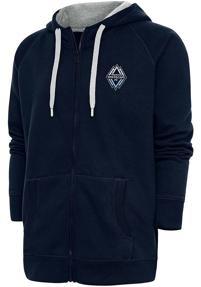 Antigua Vancouver Whitecaps FC Mens Navy Blue Victory Long Sleeve Full Zip Jacket