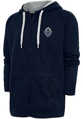 Antigua Vancouver Whitecaps FC Mens Navy Blue Victory Long Sleeve Full Zip Jacket