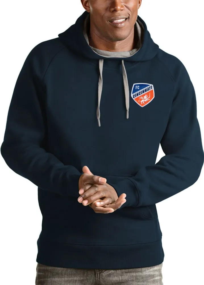 Antigua FC Cincinnati Mens Navy Blue Victory Long Sleeve Hoodie