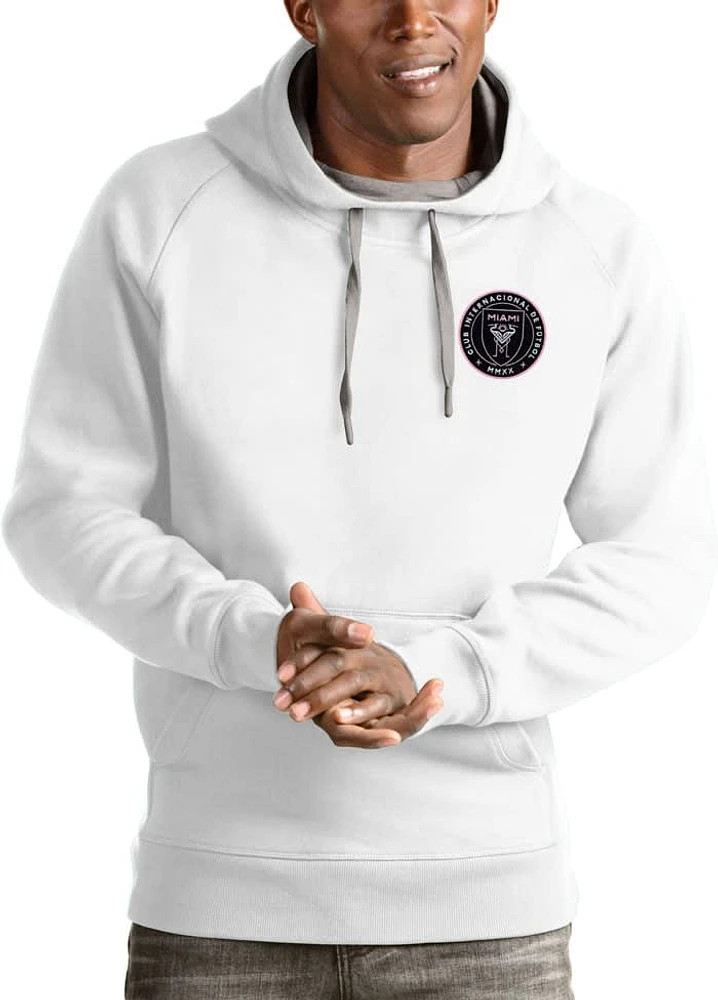 Antigua Inter Miami CF Mens White Victory Long Sleeve Hoodie