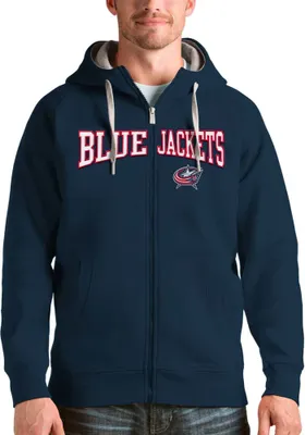 Antigua Columbus Blue Jackets Mens Navy Split Victory Long Sleeve Full Zip Jacket