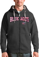 Antigua Columbus Blue Jackets Mens Charcoal Split Victory Long Sleeve Full Zip Jacket