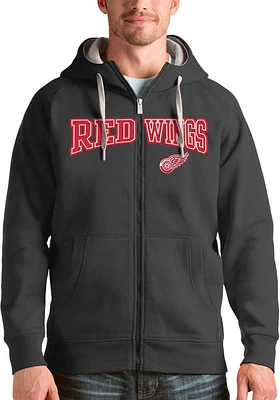 Antigua Detroit Red Wings Mens Charcoal Split Victory Long Sleeve Full Zip Jacket