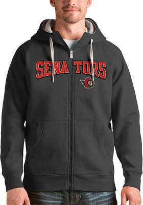 Antigua Ottawa Senators Mens Charcoal Split Victory Long Sleeve Full Zip Jacket