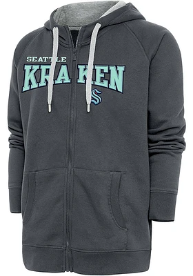 Antigua Seattle Kraken Mens Charcoal Split Victory Long Sleeve Full Zip Jacket