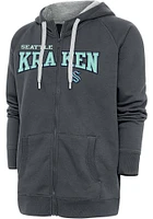 Antigua Seattle Kraken Mens Charcoal Split Victory Long Sleeve Full Zip Jacket