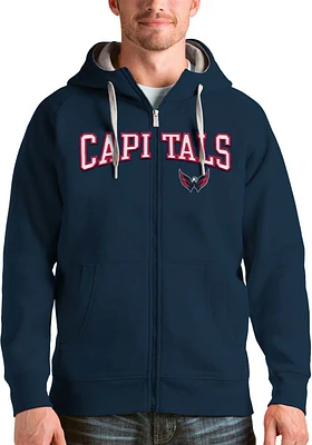 Antigua Washington Capitals Mens Navy Blue Split Victory Long Sleeve Full Zip Jacket