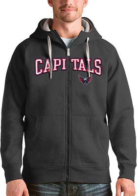 Antigua Washington Capitals Mens Charcoal Split Victory Long Sleeve Full Zip Jacket