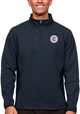 Antigua Chicago Fire Mens Navy Blue Course Long Sleeve Qtr Zip Pullover