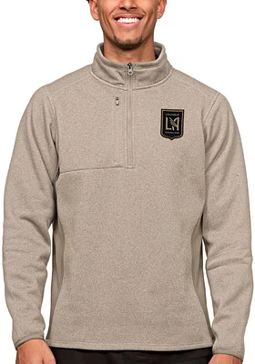 Antigua Los Angeles FC Mens Oatmeal Course Long Sleeve Qtr Zip Pullover