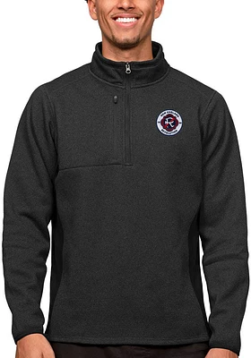 Antigua New England Revolution Mens Black Course Long Sleeve Qtr Zip Pullover