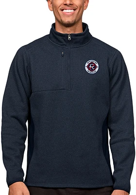 Antigua New England Revolution Mens Navy Blue Course Long Sleeve Qtr Zip Pullover
