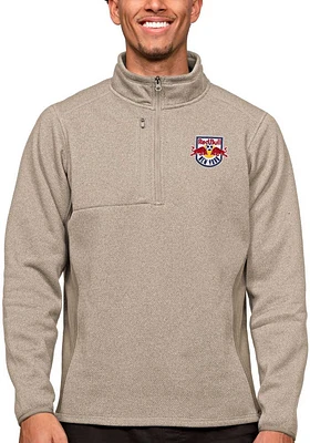 Antigua New York Red Bulls Mens Oatmeal Course Long Sleeve Qtr Zip Pullover