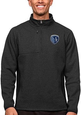Antigua Sporting Kansas City Mens Black Course Long Sleeve Qtr Zip Pullover