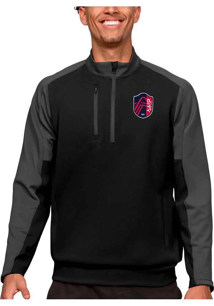 Antigua St Louis City SC Mens Black Team Long Sleeve Qtr Zip Pullover