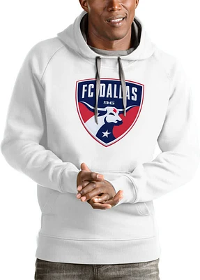 Antigua FC Dallas Mens White Full Front Victory Long Sleeve Hoodie