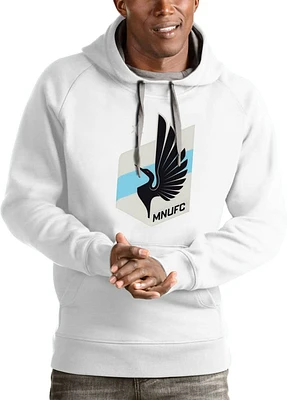 Antigua Minnesota United FC Mens White Full Front Victory Long Sleeve Hoodie