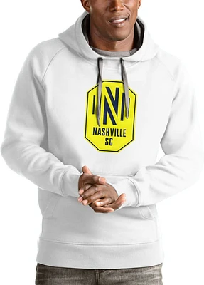 Antigua Nashville SC Mens White Full Front Victory Long Sleeve Hoodie