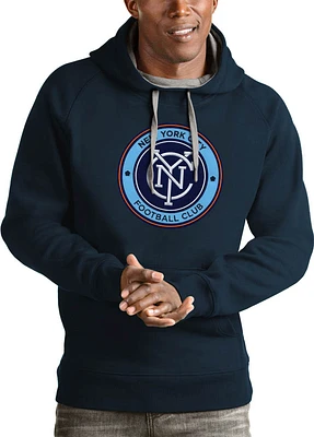 Antigua New York City FC Mens Navy Blue Full Front Victory Long Sleeve Hoodie