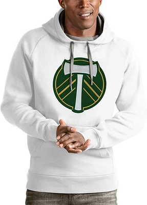 Antigua Portland Timbers Mens White Full Front Victory Long Sleeve Hoodie