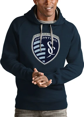 Antigua Sporting Kansas City Mens Navy Blue Full Front Victory Long Sleeve Hoodie