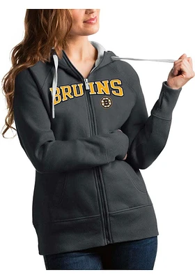 Antigua Boston Bruins Womens Charcoal Split Victory Long Sleeve Full Zip Jacket
