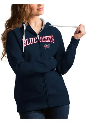 Antigua Columbus Blue Jackets Womens Navy Split Victory Long Sleeve Full Zip Jacket