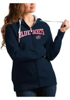 Antigua Columbus Blue Jackets Womens Navy Split Victory Long Sleeve Full Zip Jacket